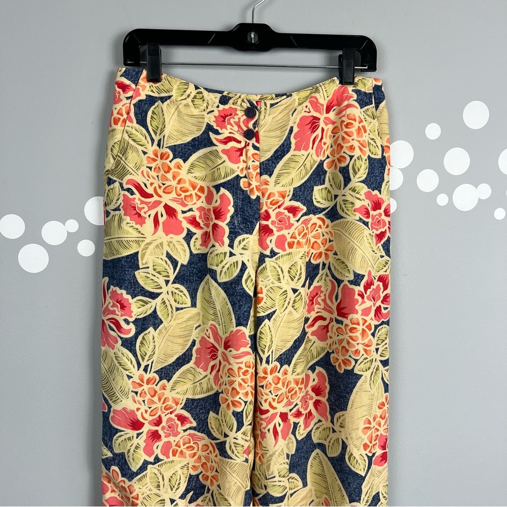 Talbots Tropical Floral Botanical Pants Size 8 - Picture 2 of 8